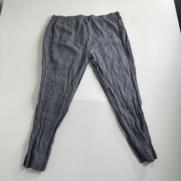 Ellen Tracy Linen Pants Elastic Drawstring Waist Women’s XL Gray Joggers - Picture 2 of 9
